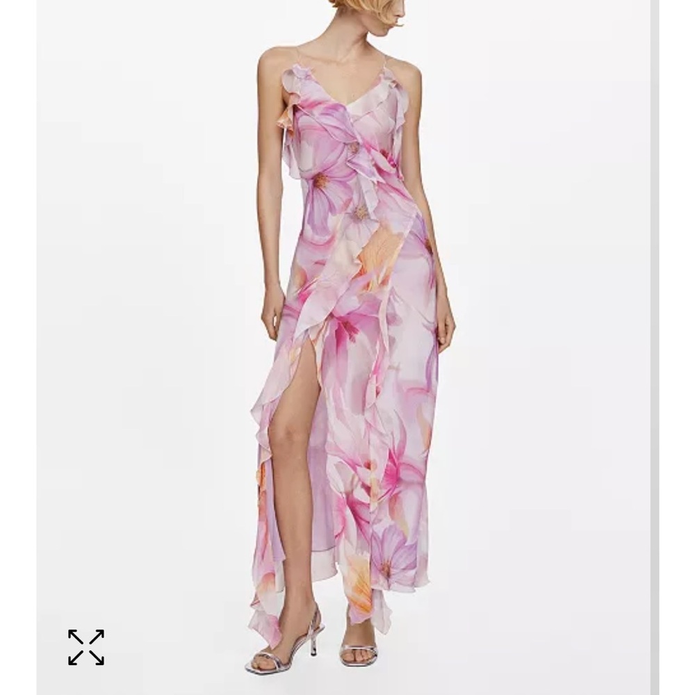 Floral Pink Chiffon Maxi Dress